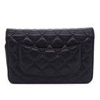 Chanel Shoulder Bag Quilted Classic Chain Wallet Black Gold Grained — view 2