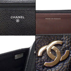 Chanel Shoulder Bag Quilted Classic Chain Wallet Black Gold Grained — view 7