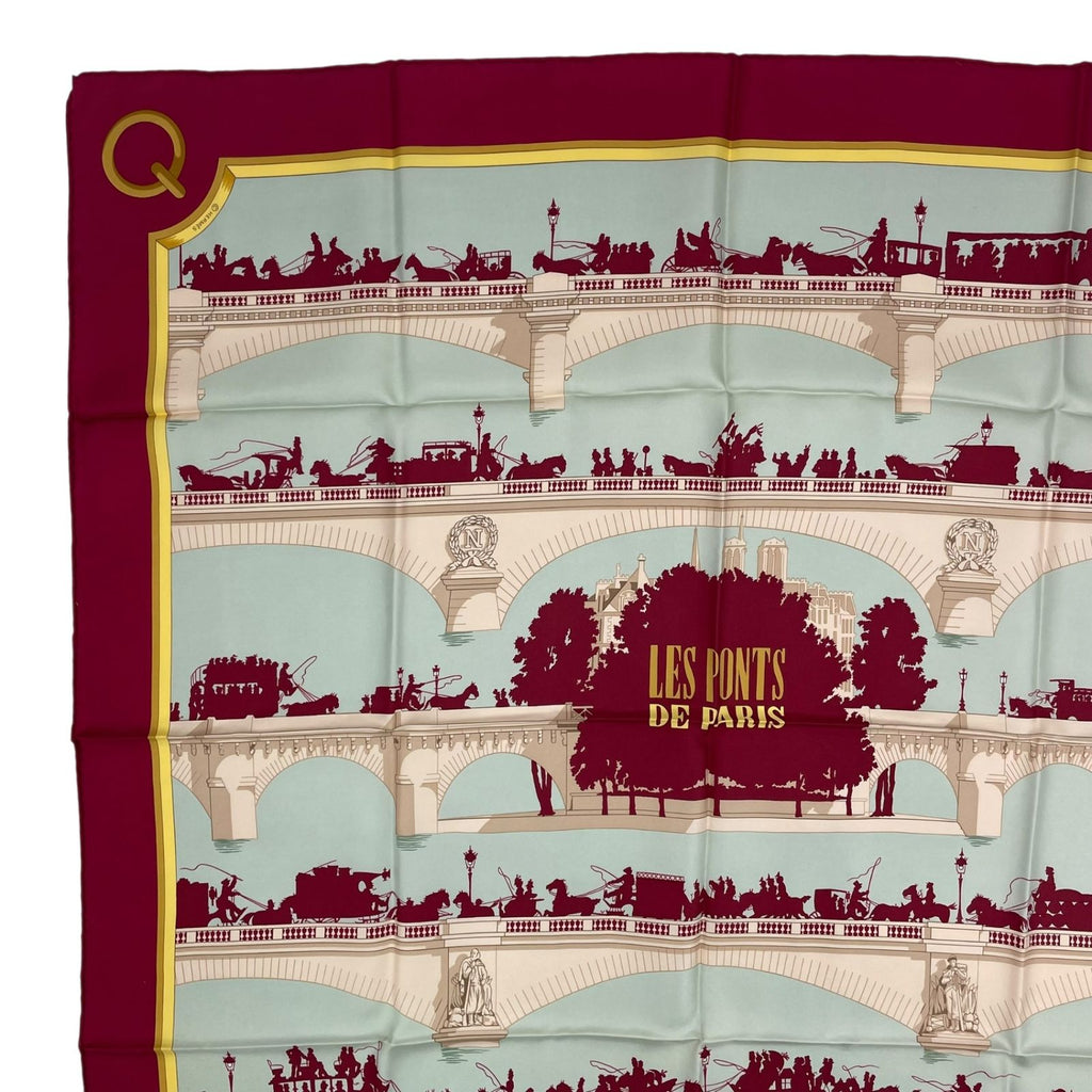 Hermes Scarf Silk Carre 90 les Ponts de Paris Bridges of Red — view 2