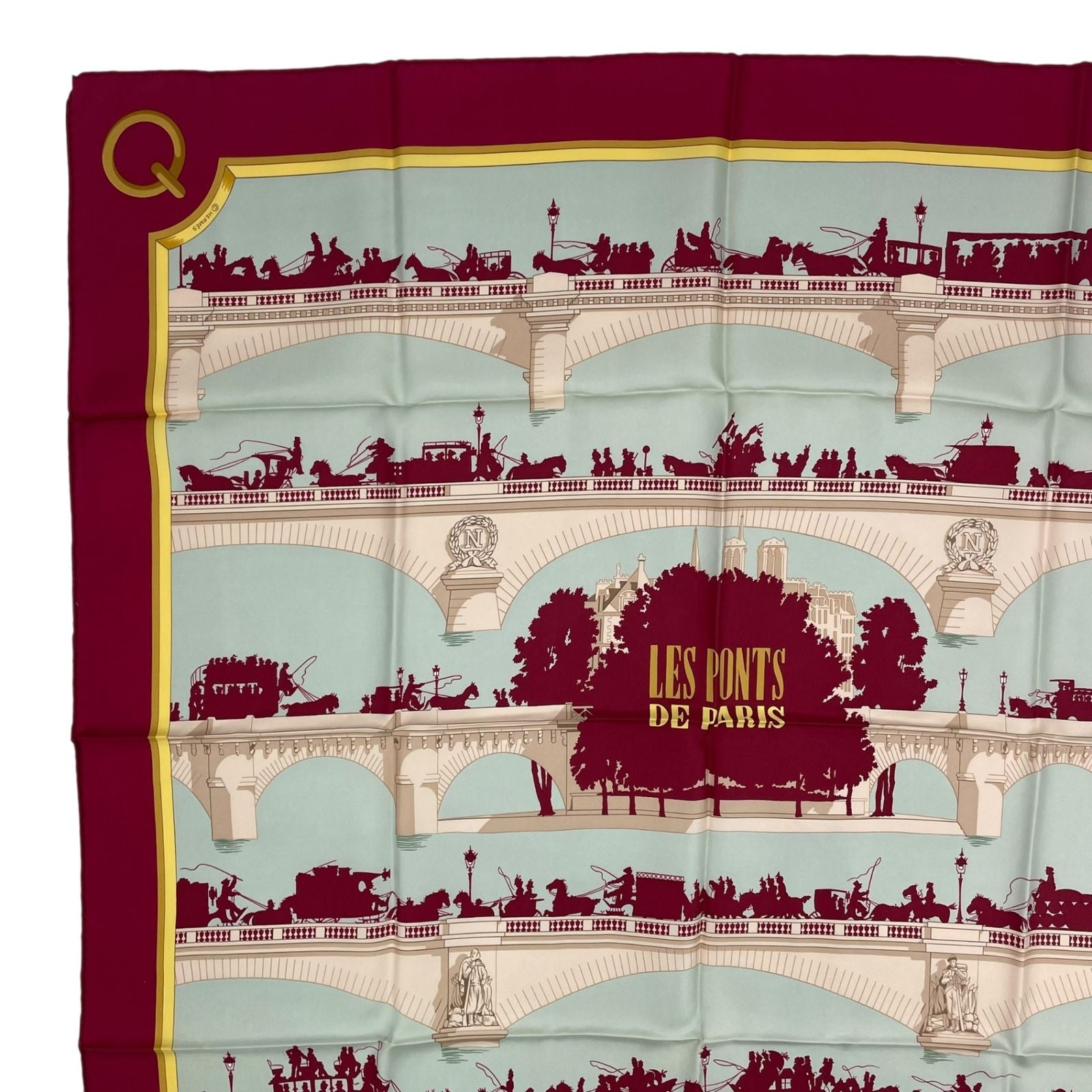 Hermes Scarf Silk Carre 90 les Ponts de Paris Bridges of Red — view 2