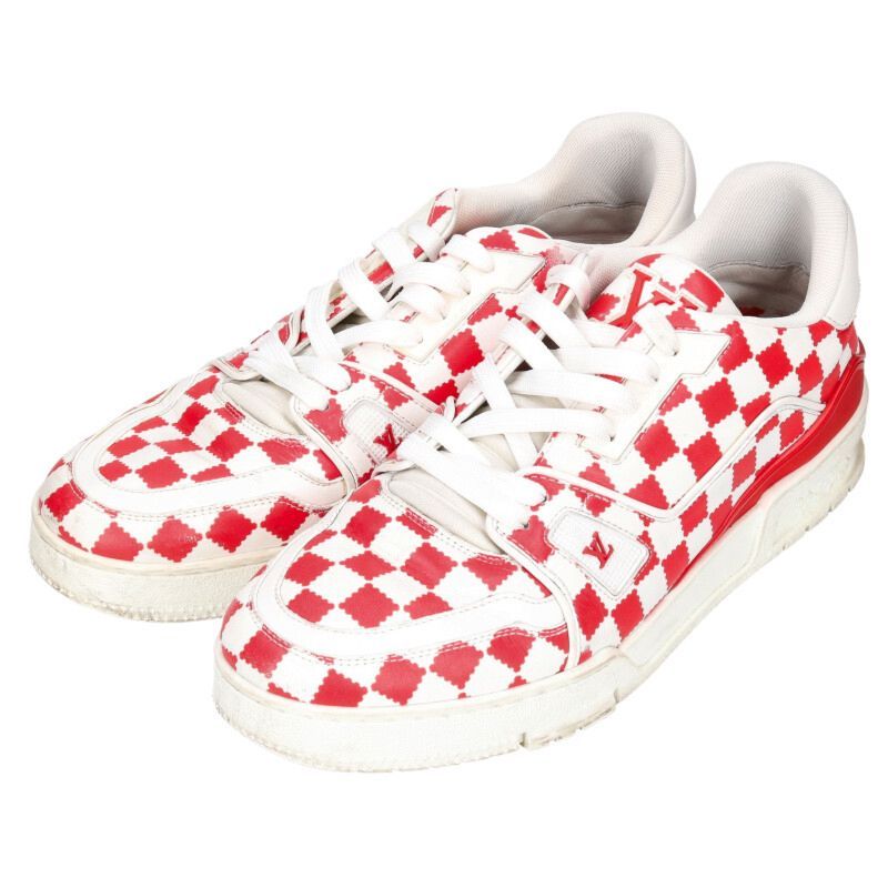 Louis Vuitton LV Trainer Damier Check Cles the Sneakers 7.5 White Red — view 4