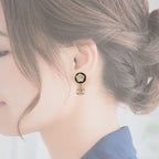 Chanel CC Camellia Logo Earrings Metal Leather Gold Black — view 9