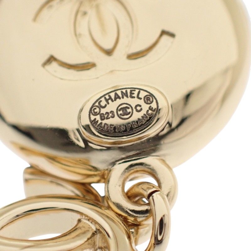 Chanel CC Camellia Logo Earrings Metal Leather Gold Black — view 7
