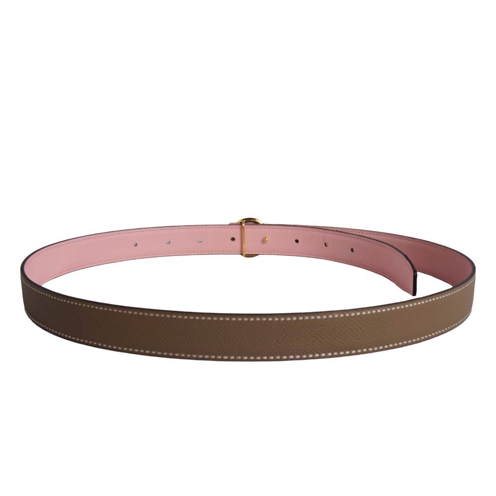 Hermes Belt Leather Medle Buckle Greige Pink — view 3
