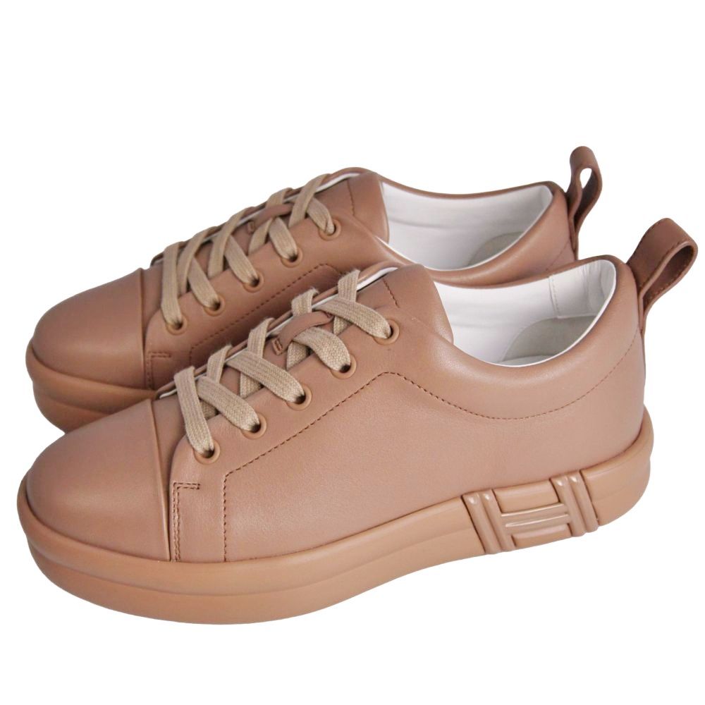 Hermes Sneakers Happy Leather Pink Beige — view 2