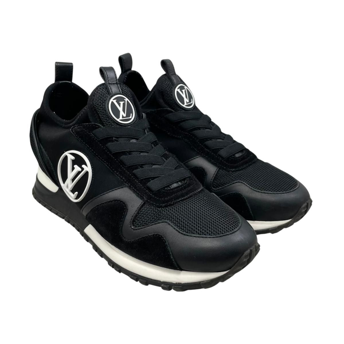 Louis Vuitton Sneakers Run Away 36.5 LV Circle Logo Suede Mesh Black — view 2
