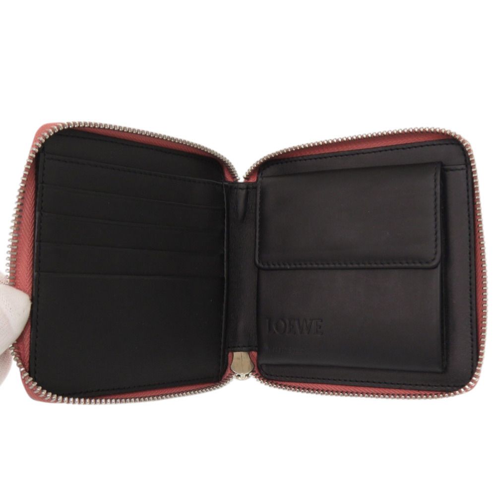 Loewe Anagram Leather Pink Bifold Wallet Black — view 4