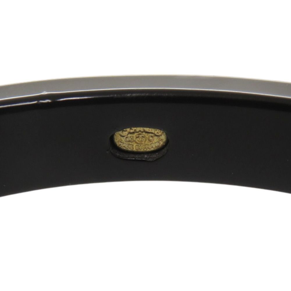 Chanel Logo Faux Pearl Plastic Black Bangle — view 5
