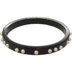 Chanel Logo Faux Pearl Plastic Black Bangle — view 3