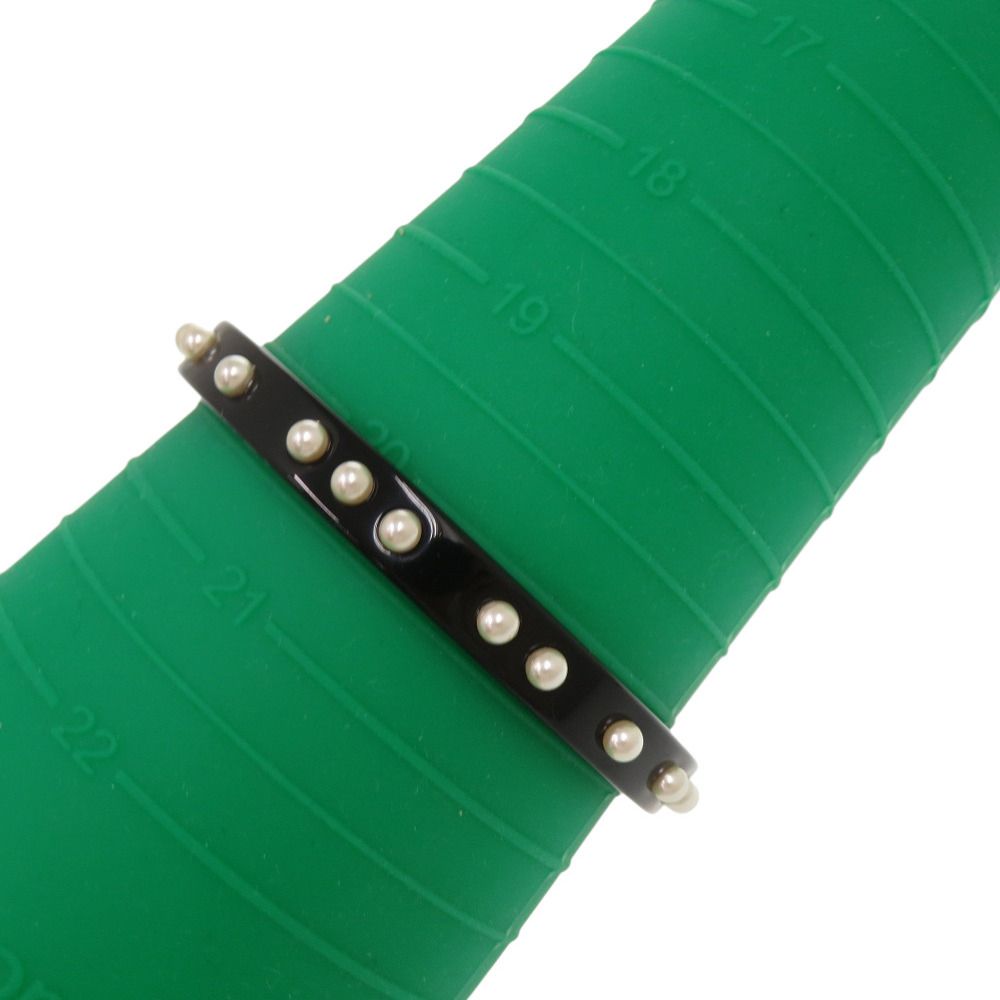 Chanel Logo Faux Pearl Plastic Black Bangle — view 6
