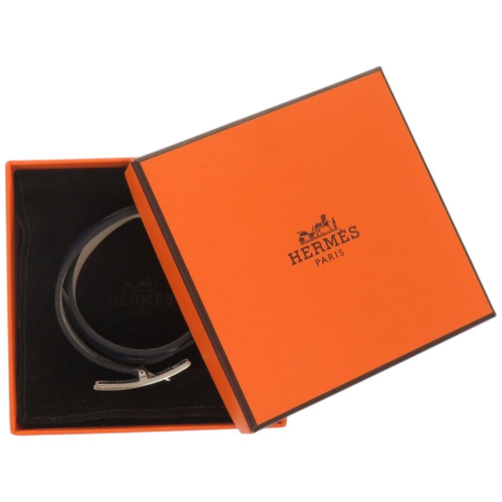 Hermes Behapi Double Tour Veau Swift Navy Bracelet Gray — view 2