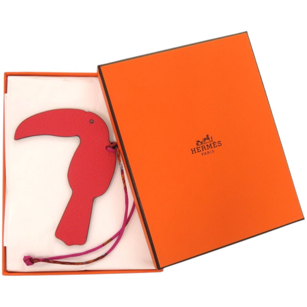 Hermes Petit Ash Toucan Leather Rouge Red Key Holder Beige — view 2