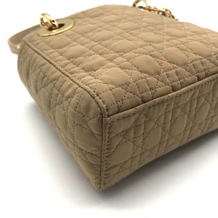 Dior Lady Cannage Nylon Canvas 2-Way Mini Small Shoulder Bag Beige — view 5