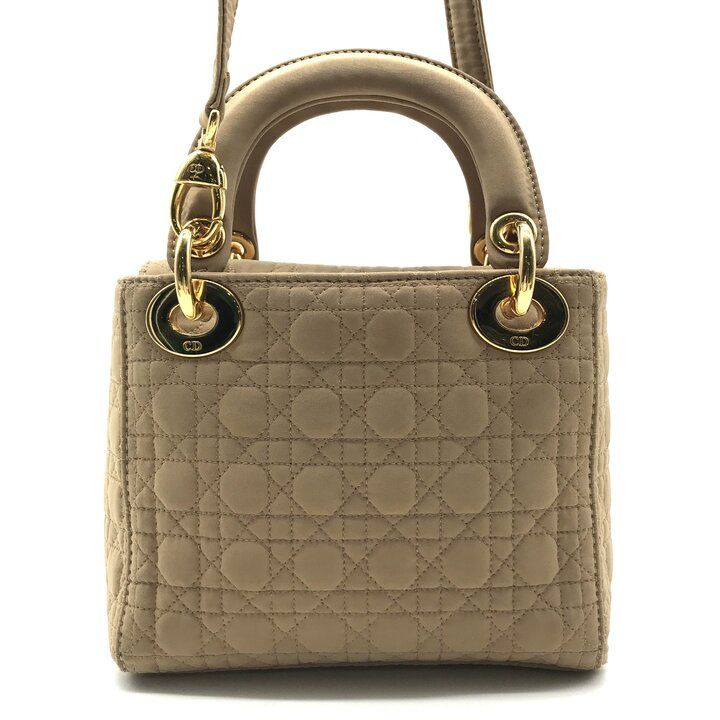 Dior Lady Cannage Nylon Canvas 2-Way Mini Small Shoulder Bag Beige — view 2