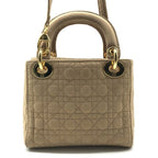 Dior Lady Cannage Nylon Canvas 2-Way Mini Small Shoulder Bag Beige — view 2
