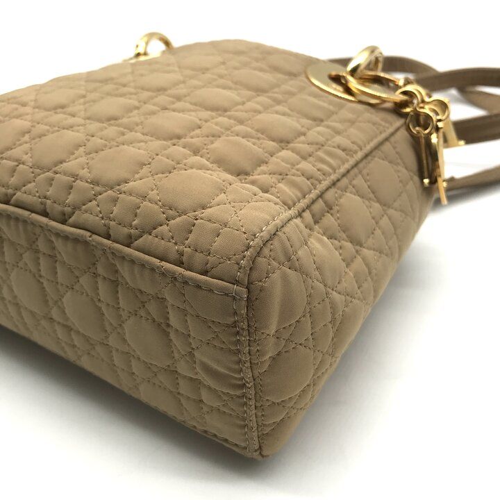 Dior Lady Cannage Nylon Canvas 2-Way Mini Small Shoulder Bag Beige — view 6