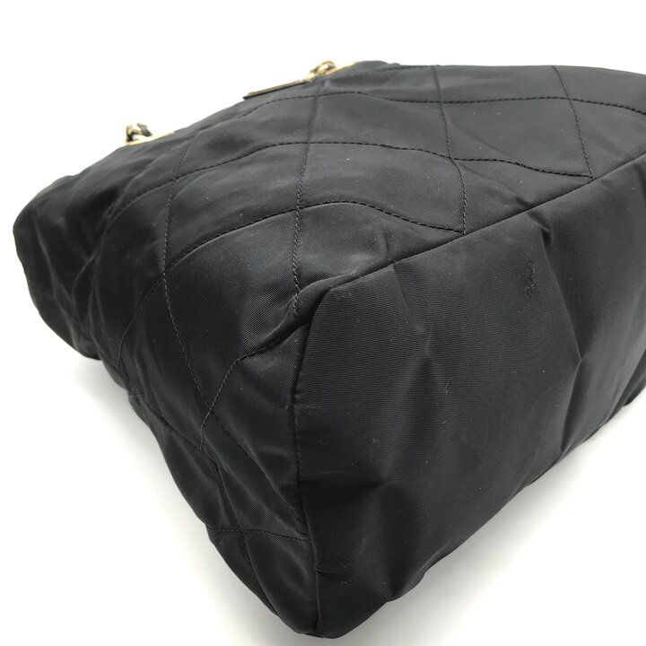 Prada Nylon Chain Tote Shoulder Bag Black Purse — view 4