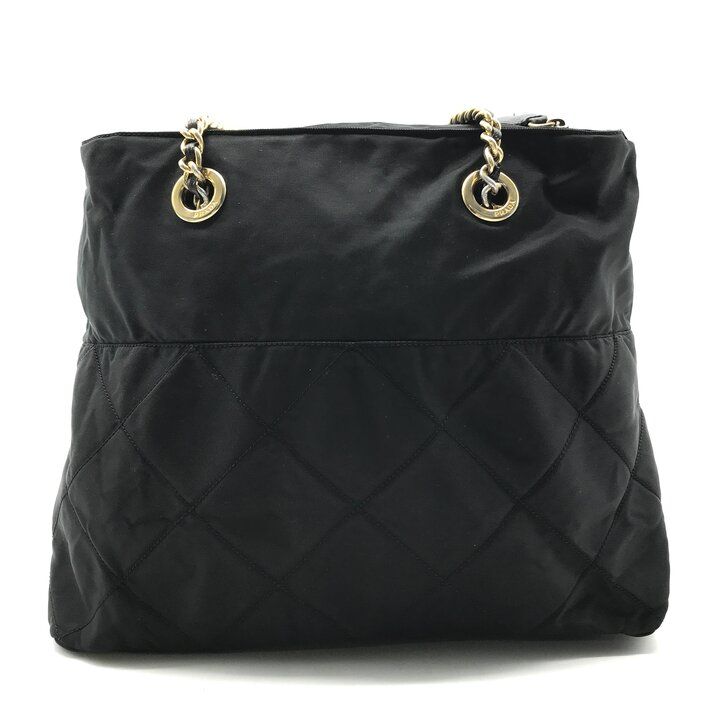Prada Nylon Chain Tote Shoulder Bag Black Purse — view 2