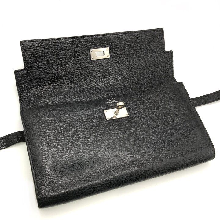 Hermes Kelly Turnlock Leather Wallet Black — view 7