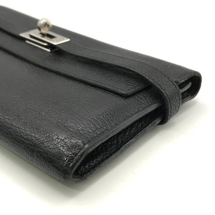Hermes Kelly Turnlock Leather Wallet Black — view 5