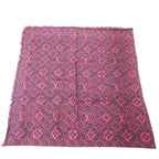 Louis Vuitton Monogram Jacquard Silk Wool Shawl Pink Navy — view 3