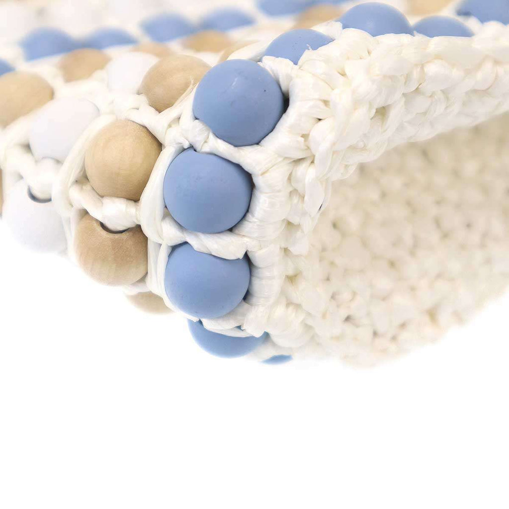 Prada Raffia Wood Bead Tote White — view 8
