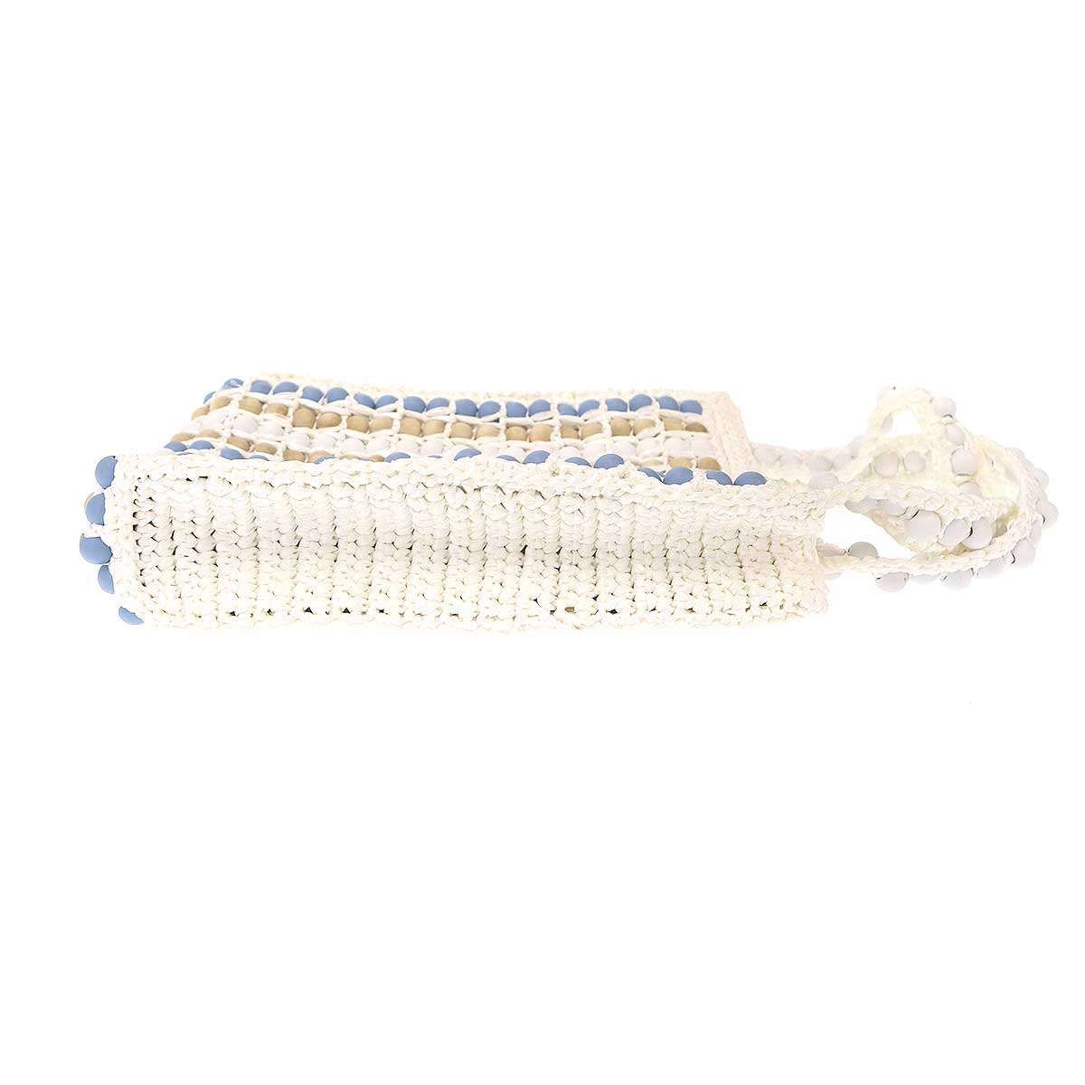 Prada Raffia Wood Bead Tote White — view 3