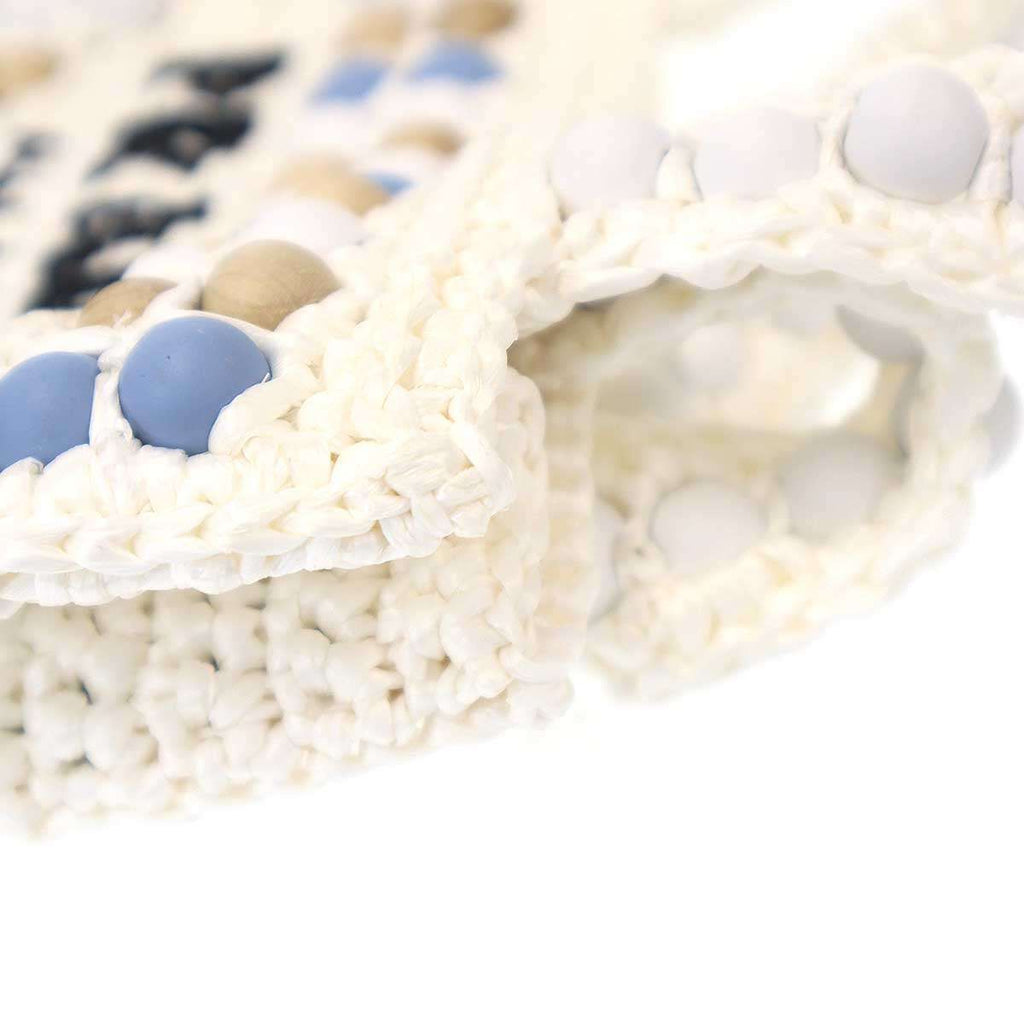 Prada Raffia Wood Bead Tote White — view 7