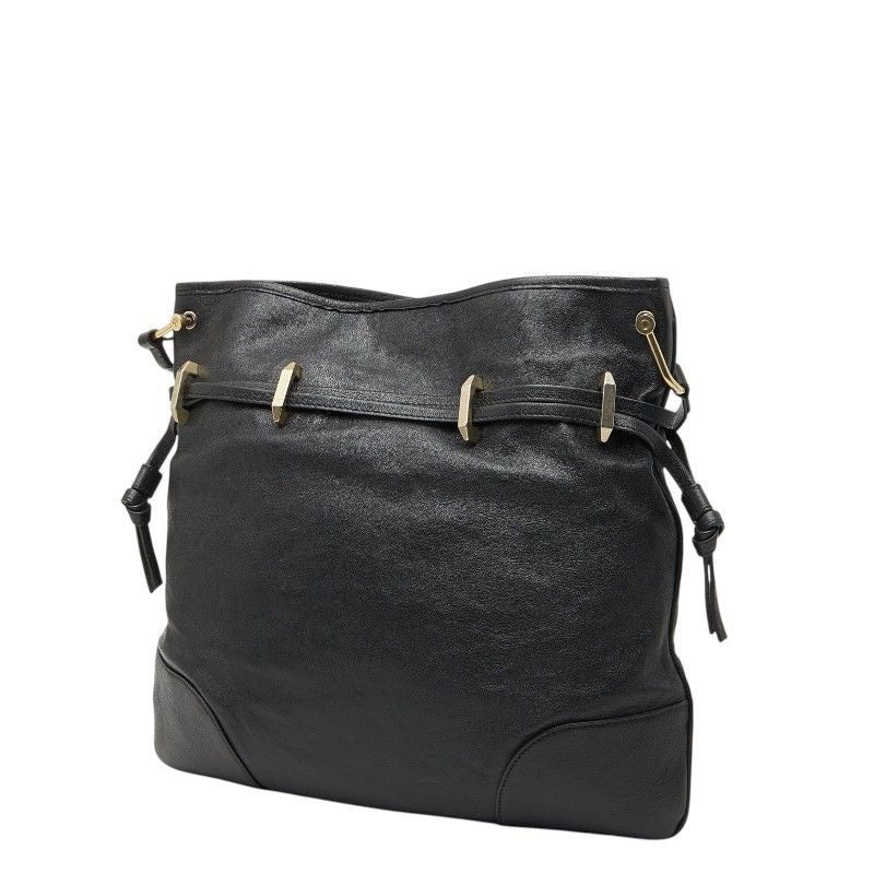 Gucci Horsebit Shoulder Bag Drawstring Black Leather — view 2