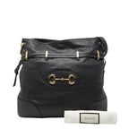 Gucci Horsebit Shoulder Bag Drawstring Black Leather — view 9