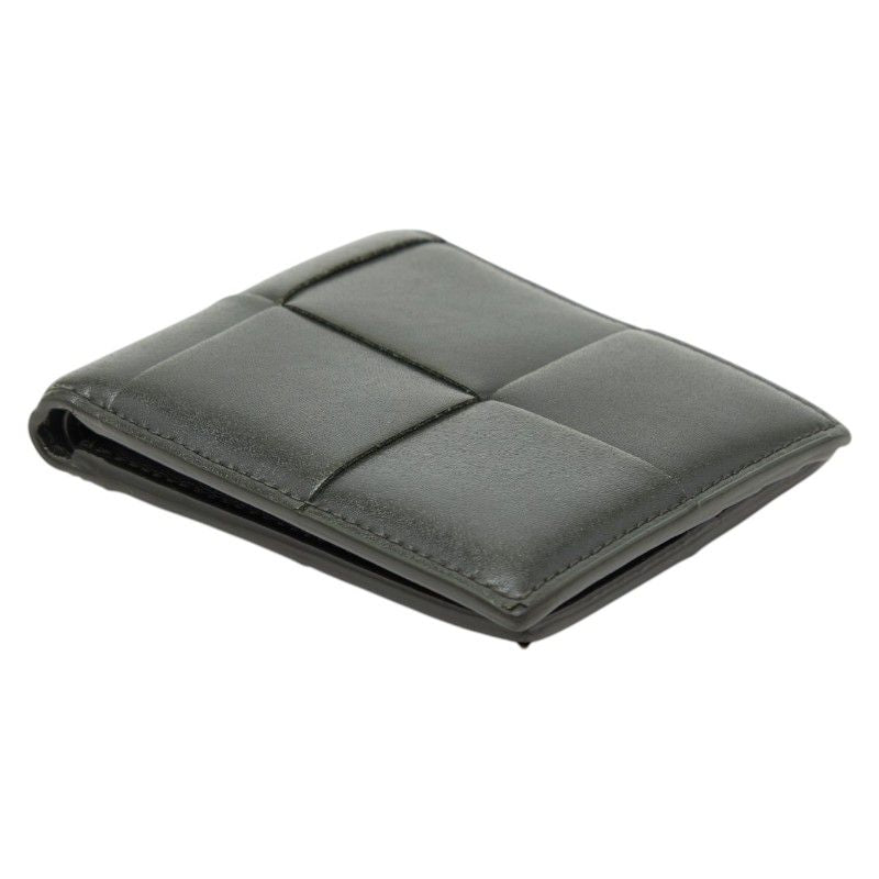 Bottega Veneta Maxi Intrecciato Cassette Bifold Wallet Billfold Khaki Leather — view 4