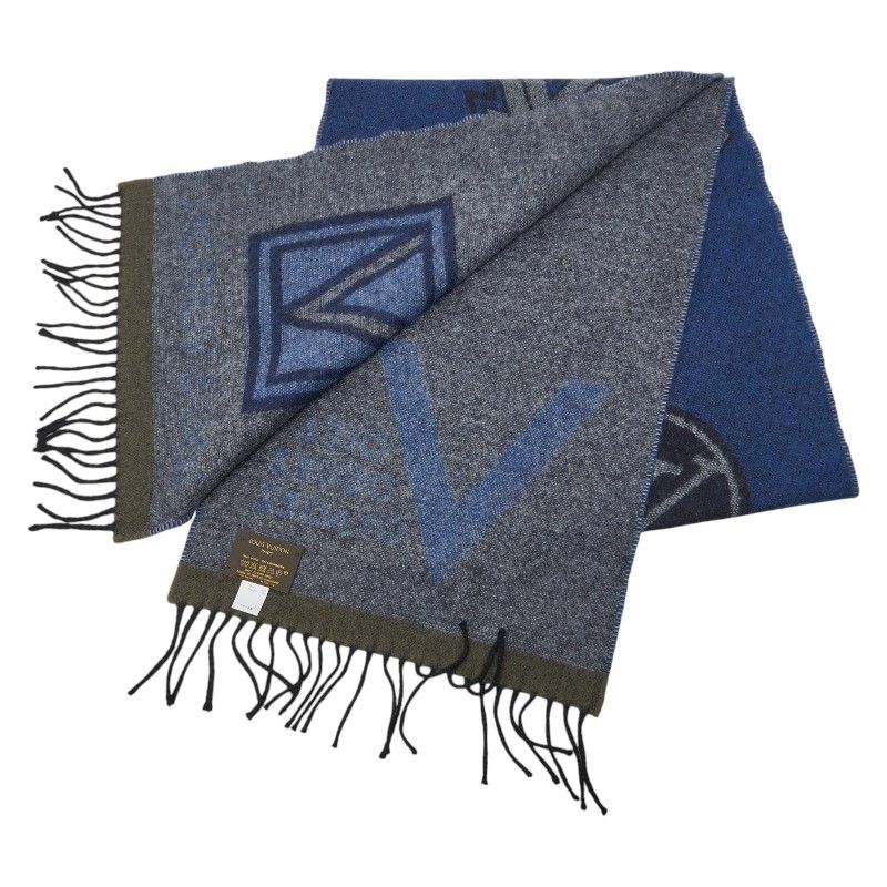 Louis Vuitton Echarpe LV Blue Multicolor Wool Cashmere Scarf — view 2