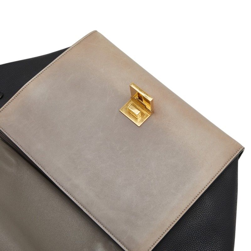 Celine Trapeze Small Tricolor 2-Way Shoulder Bag Beige Black Gray — view 8