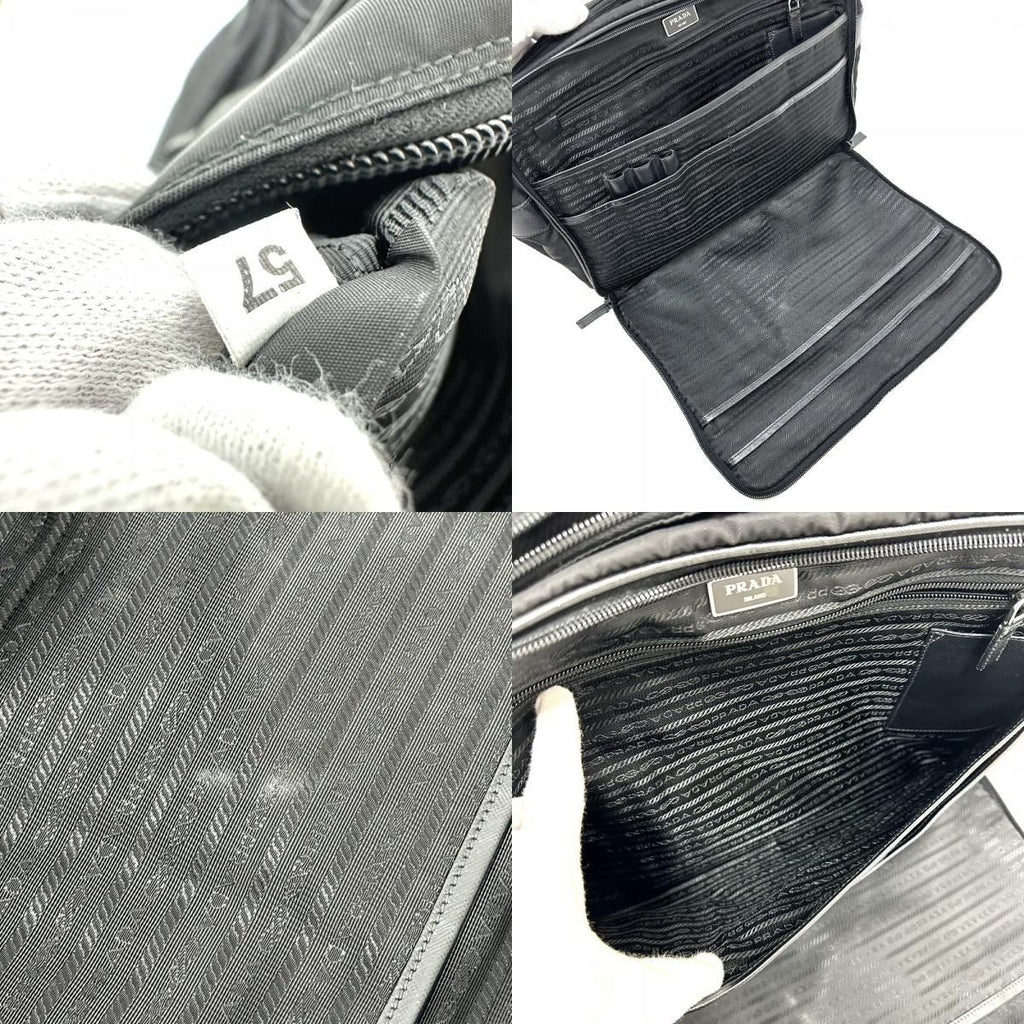 Prada Business Bag Triangle Logo Nylon Leather Black — view 7
