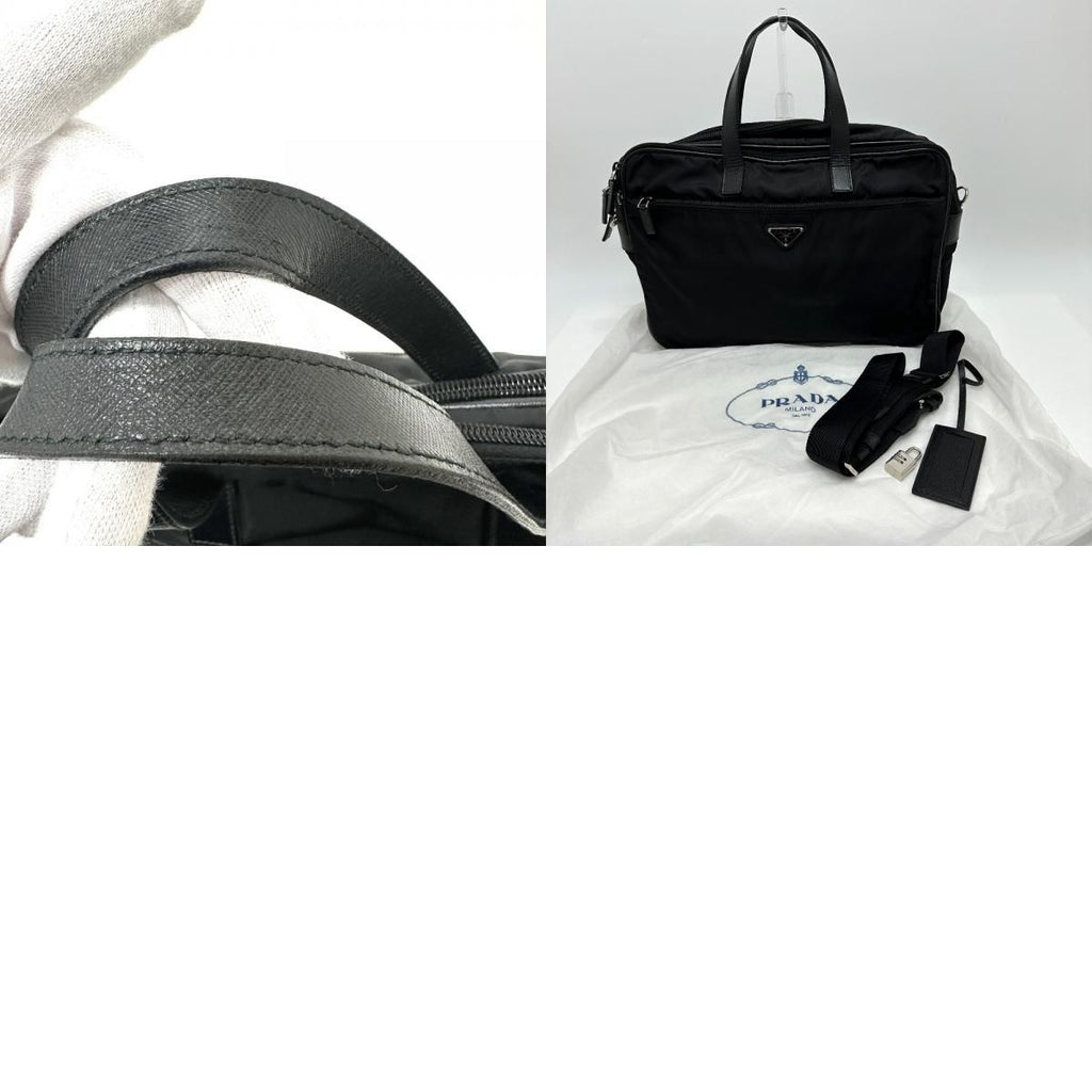 Prada Business Bag Triangle Logo Nylon Leather Black — view 9
