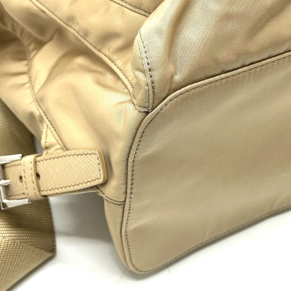 Prada Backpack Triangle Logo Nylon Beige — view 5
