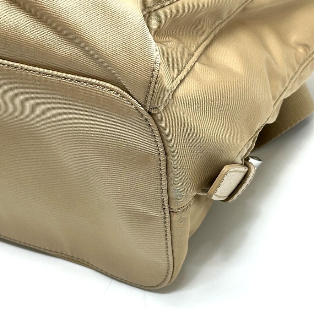 Prada Backpack Triangle Logo Nylon Beige — view 4