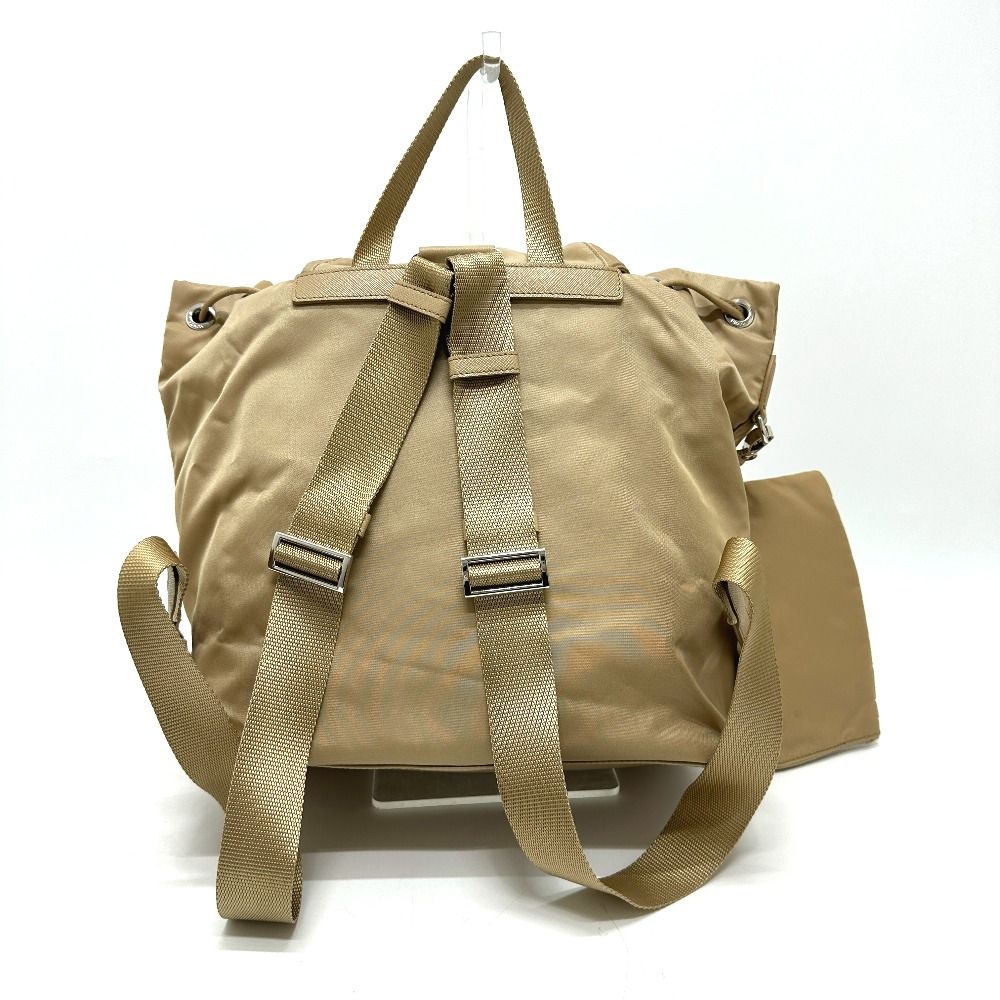 Prada Backpack Triangle Logo Nylon Beige — view 2