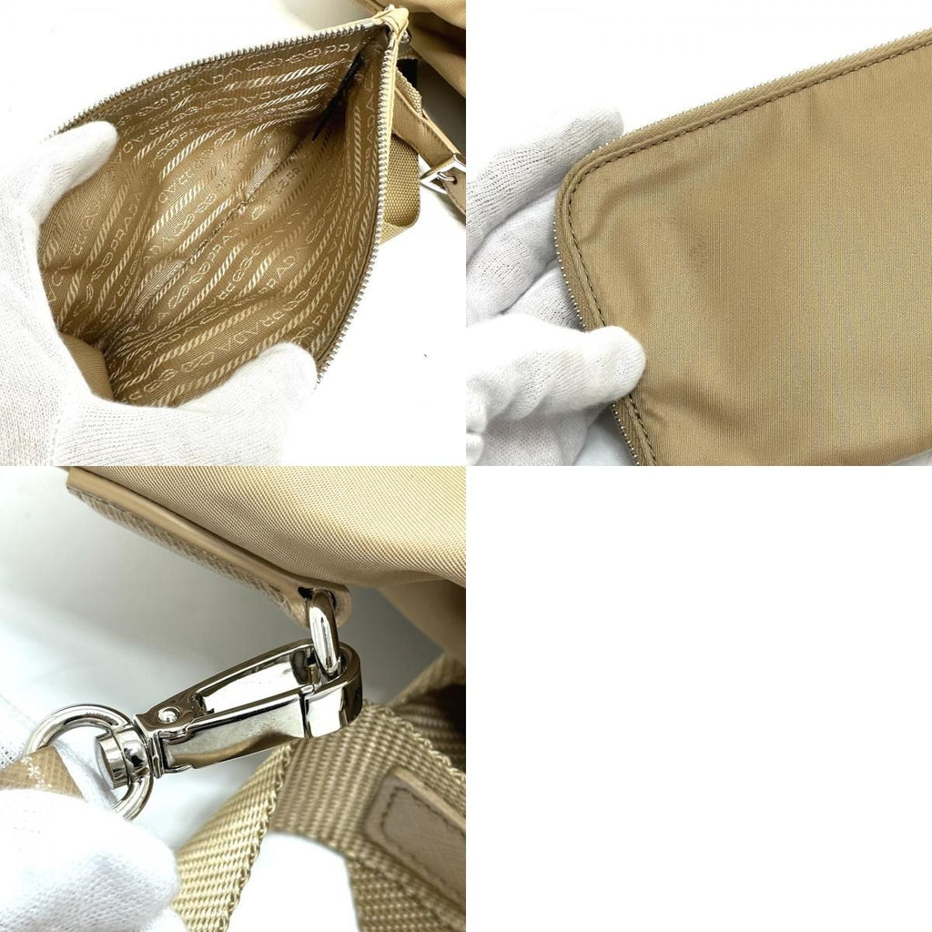 Prada Backpack Triangle Logo Nylon Beige — view 9