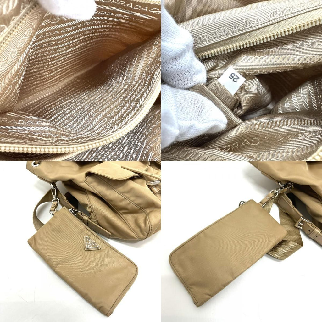 Prada Backpack Triangle Logo Nylon Beige — view 8
