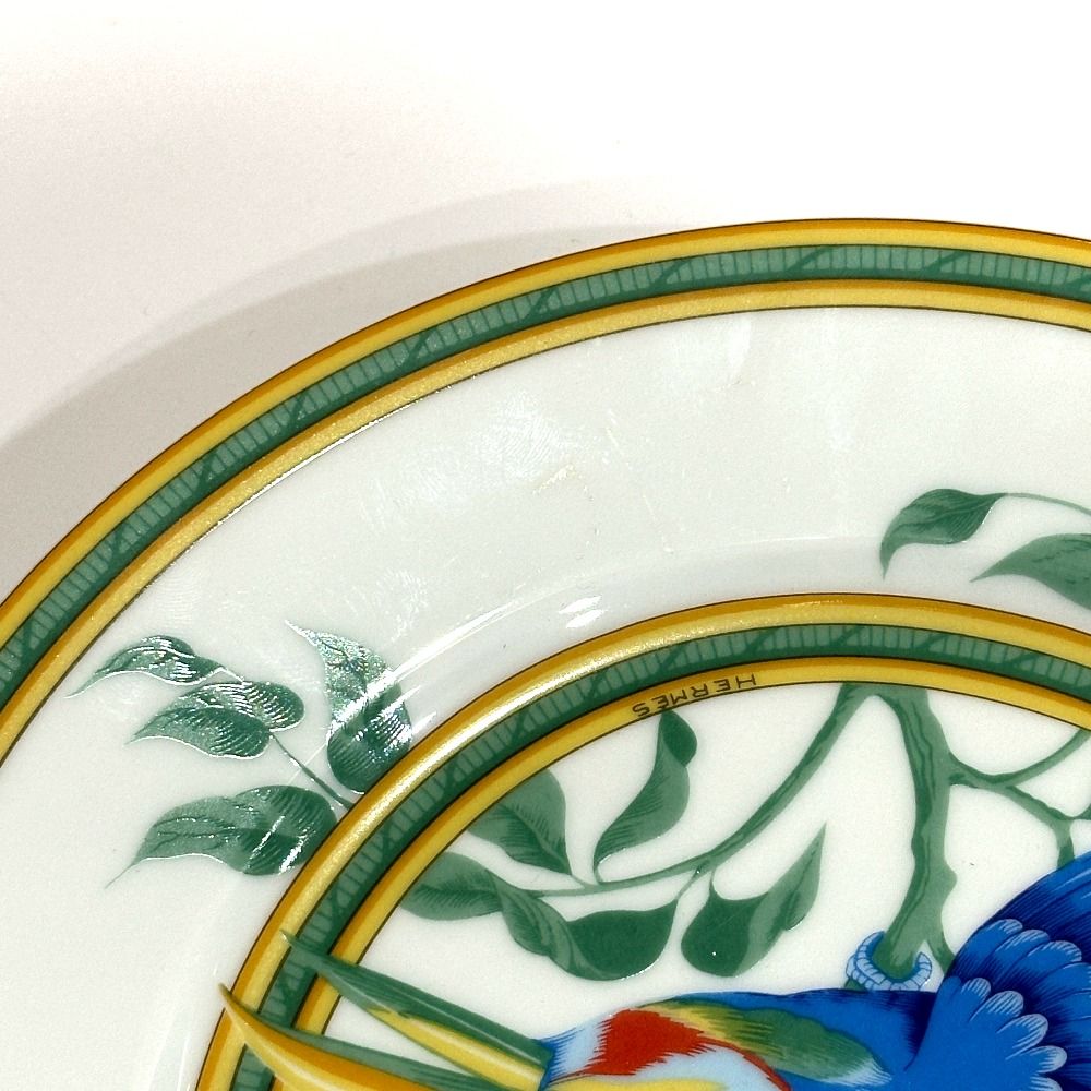 Hermes Dish Tucan Toucan Motif Pottery White Hat X Green — view 5