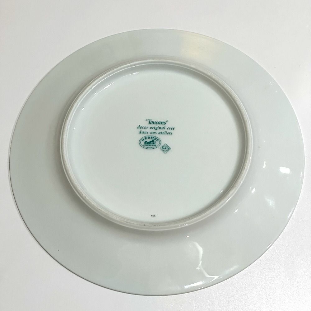 Hermes Dish Tucan Toucan Motif Pottery White Hat X Green — view 3