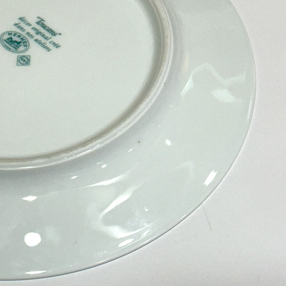 Hermes Dish Tucan Toucan Motif Pottery White Hat X Green — view 4