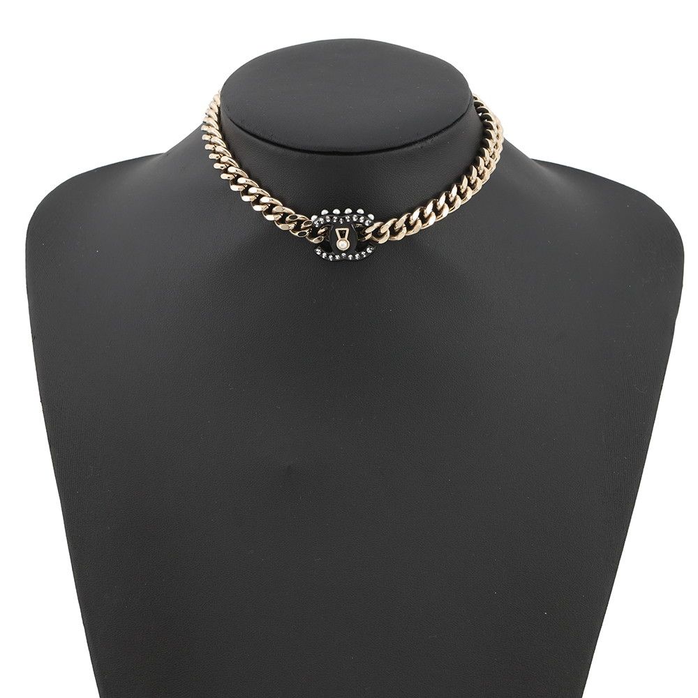 Chanel Necklace CC Logo Lock Choker Faux Pearl — view 4