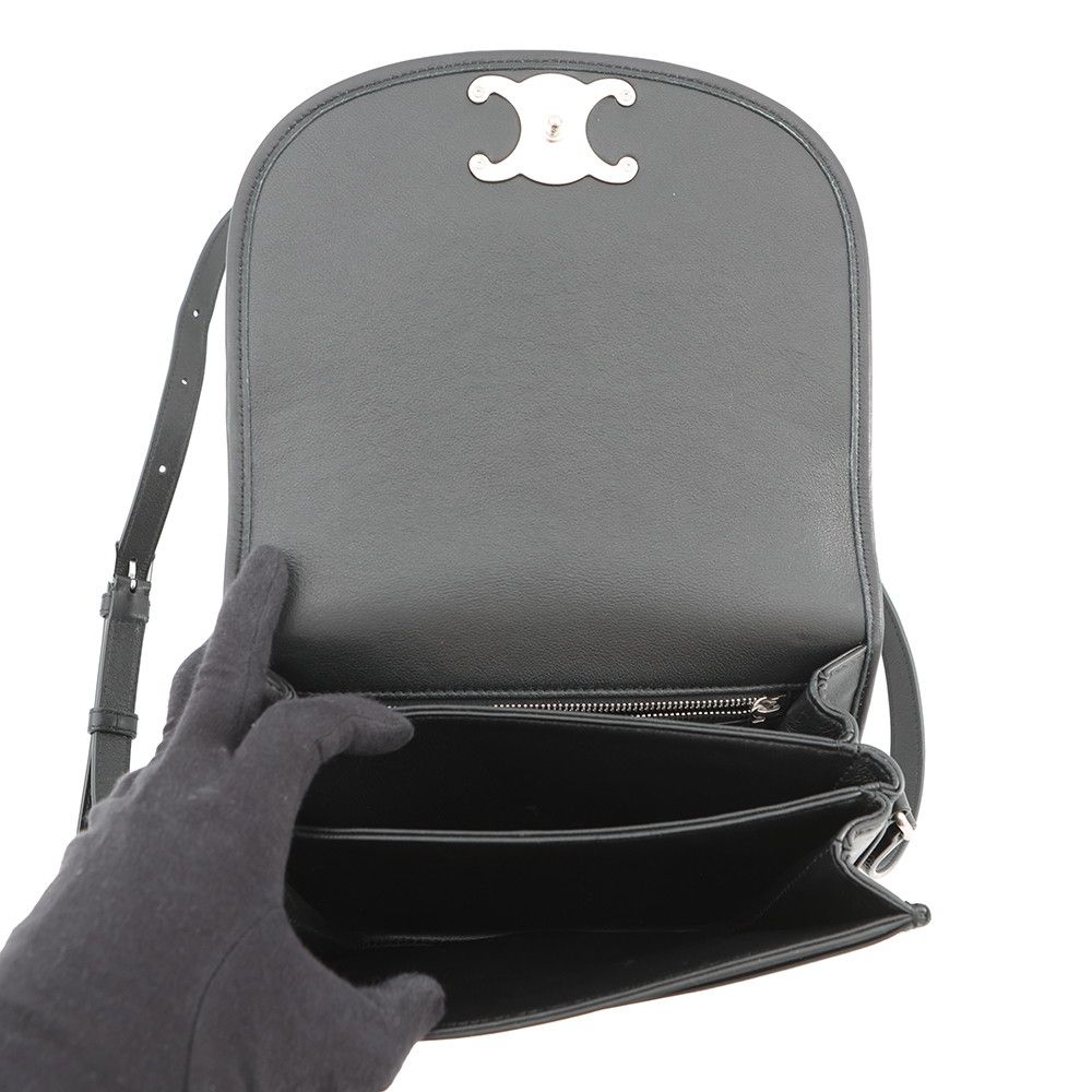 Celine Shoulder Bag Triomphe Besace Black — view 6