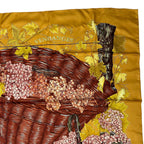 Hermes Scarf Silk Carre 90 Vendanges Grape Harvest Pattern Yellow — view 3