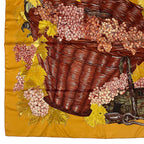 Hermes Scarf Silk Carre 90 Vendanges Grape Harvest Pattern Yellow — view 4