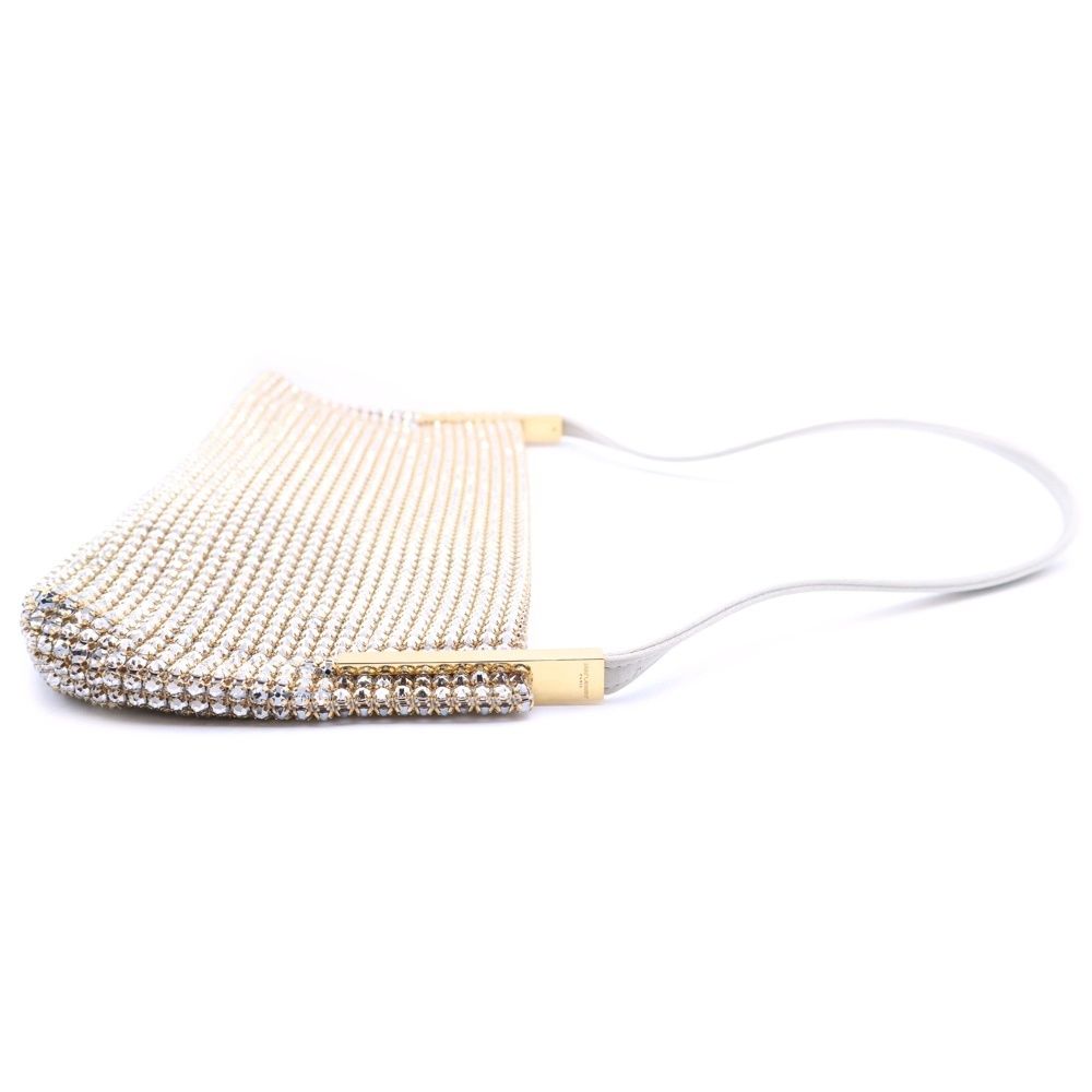 Saint Laurent Yves Suzanne Pave Crystal Satin Leather Shoulder Bag — view 3
