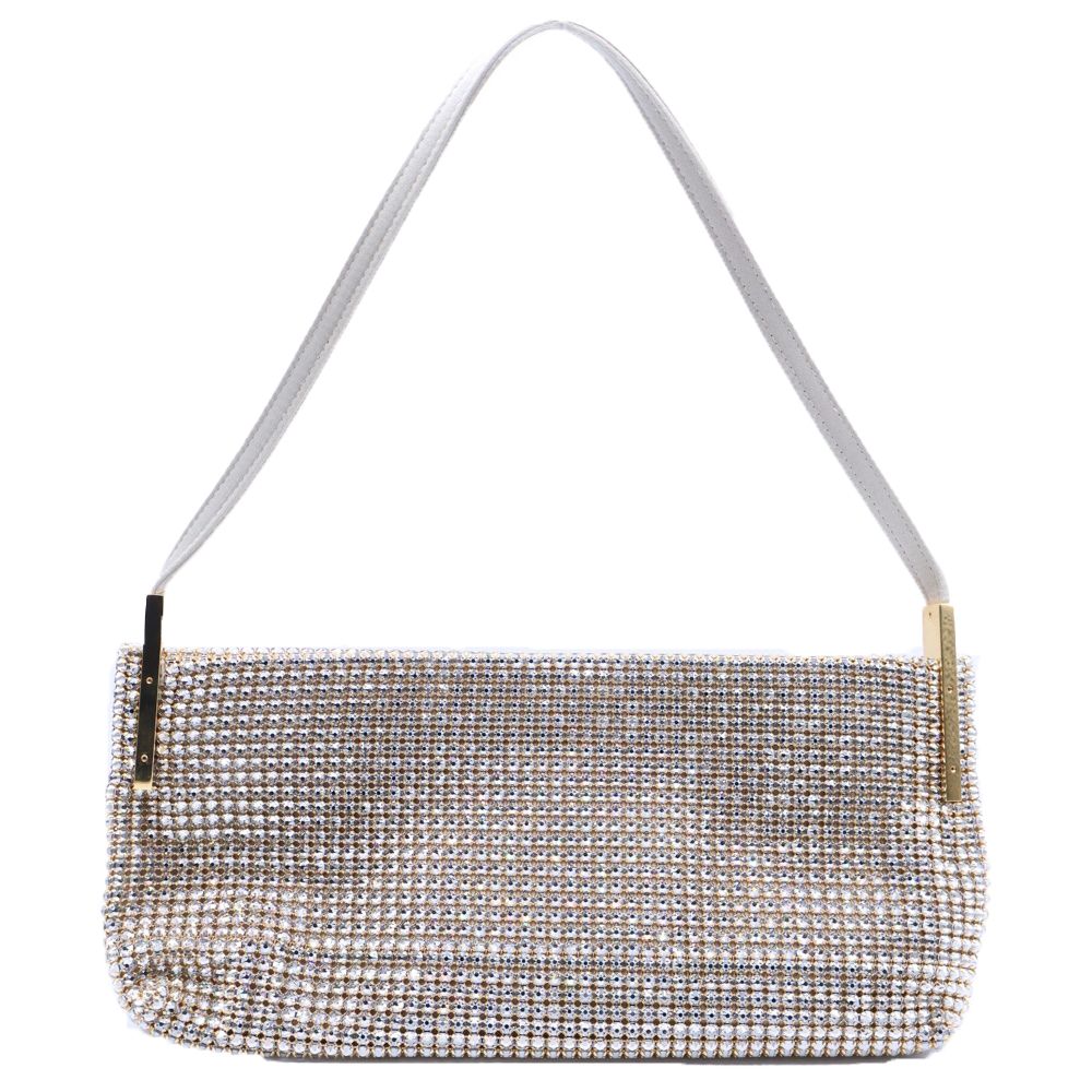 Saint Laurent Yves Suzanne Pave Crystal Satin Leather Shoulder Bag — view 2