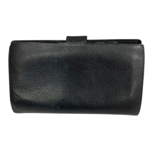 Chanel Caviar Leather Bifold Wallet Clasp Noir Black — view 2